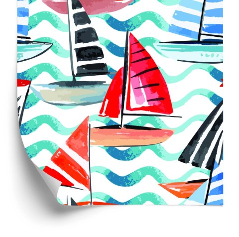 Tapeta Żaglówki Malowane Akwarelą