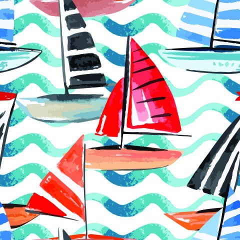 Tapeta Żaglówki Malowane Akwarelą