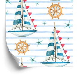 Tapeta Żaglówki Na Tle Malowanych Pasków