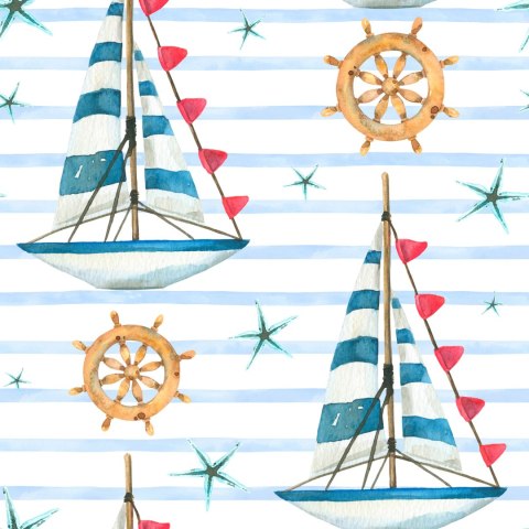Tapeta Żaglówki Na Tle Malowanych Pasków
