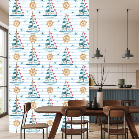 Tapeta Żaglówki Na Tle Malowanych Pasków