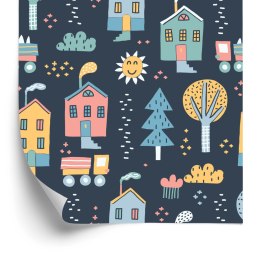 Tapeta Dla Dzieci - Miasteczko W Stylu Skandynawskim