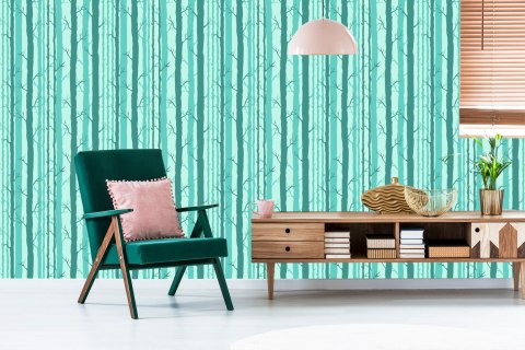 Tapeta Drzewa W Turkusowym Lesie