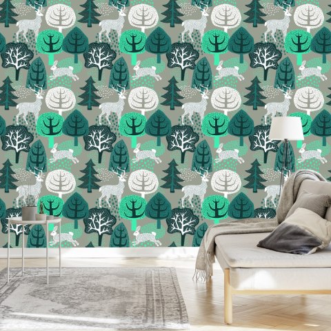 Tapeta Drzewa, Zieleń, Natura Pokój Dziecięcy