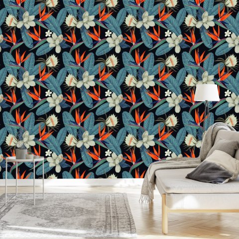 Tapeta Kolorowe Rajskie Kwiaty