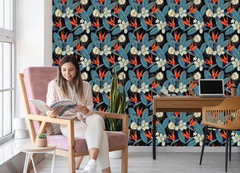 Tapeta Kolorowe Rajskie Kwiaty