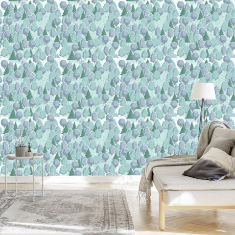 Tapeta Kolorowy Las Z Krzewami