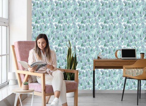 Tapeta Kolorowy Las Z Krzewami