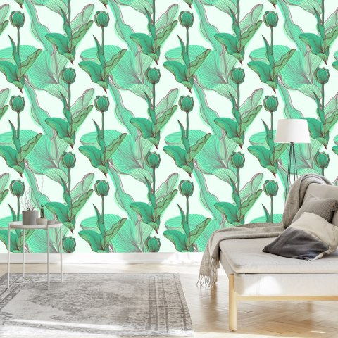 Tapeta Piękne Liście I Kwiaty