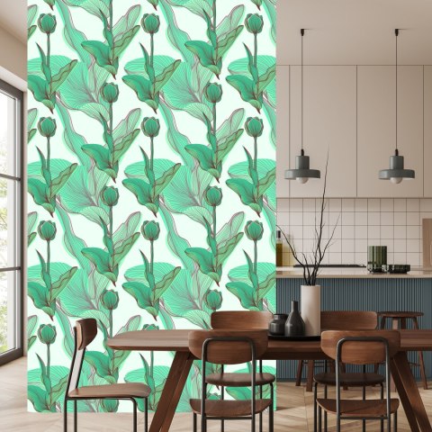 Tapeta Piękne Liście I Kwiaty