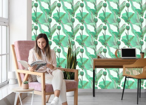 Tapeta Piękne Liście I Kwiaty