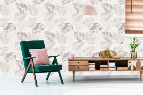 Tapeta Szare Liście Boho
