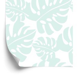 Tapeta Tropikalne Liście W Pastelowej Zieleni