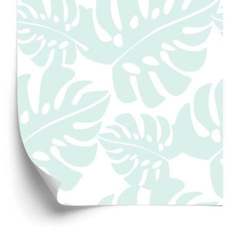 Tapeta Tropikalne Liście W Pastelowej Zieleni