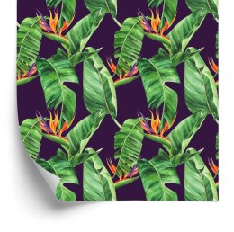 Tapeta Zielone Liście Z Kwiatami