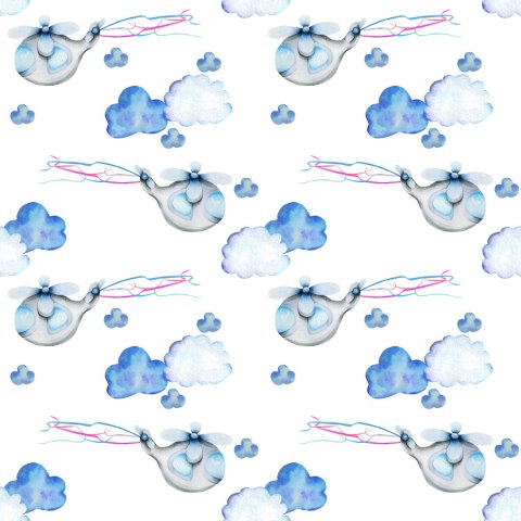 Tapeta Helikoptery Malowane Akwarelą