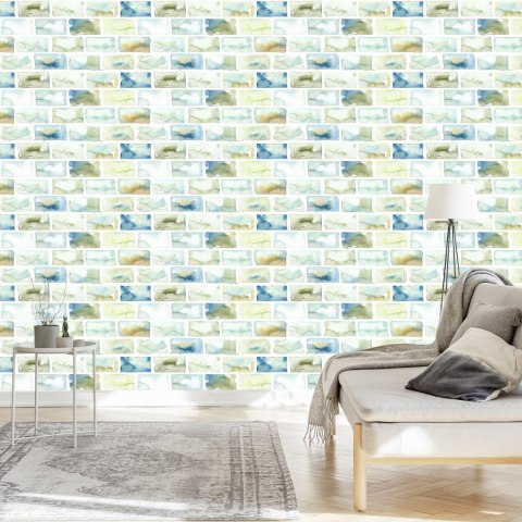 Tapeta Kolorowe Cegły - Akwarela