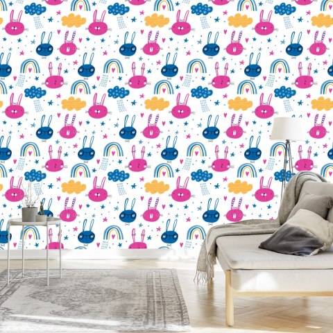 Tapeta Króliki Z Tęczą