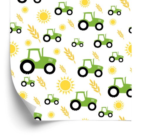 Tapeta Traktory Z Zbożem I Słońcami