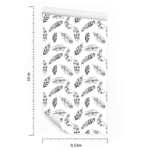 Tapeta Czarno-Białe Pióra