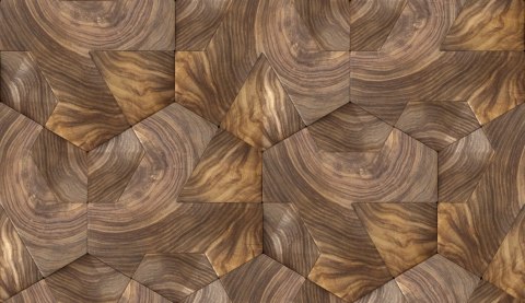 Tapeta Drewniane Sześciokąty Deski