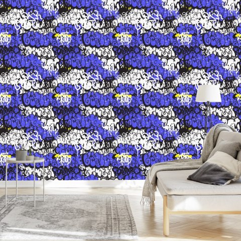 Tapeta Graffiti Z Fioletowymi Elementami