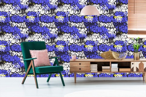 Tapeta Graffiti Z Fioletowymi Elementami