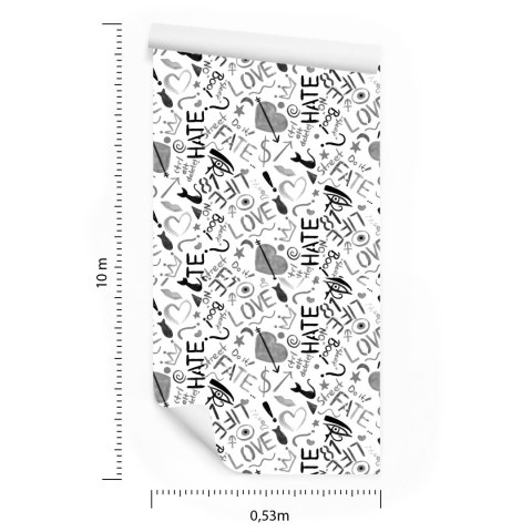 Tapeta Graffiti Z Sercami