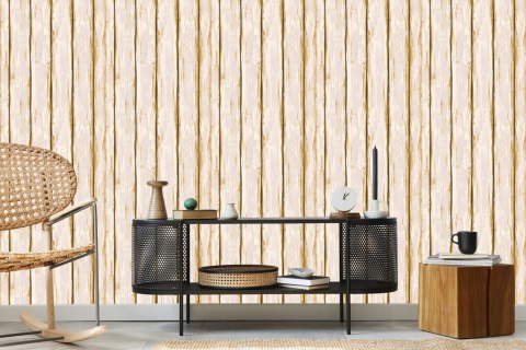 Tapeta Jasne Drewniane Deski Z Przecierkami