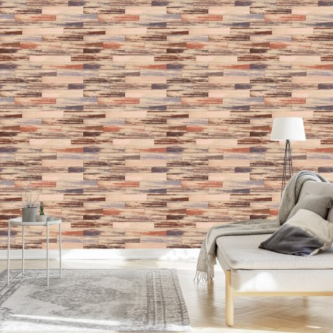 Tapeta Kolorowe Deski Drewniane W Stylu Retro