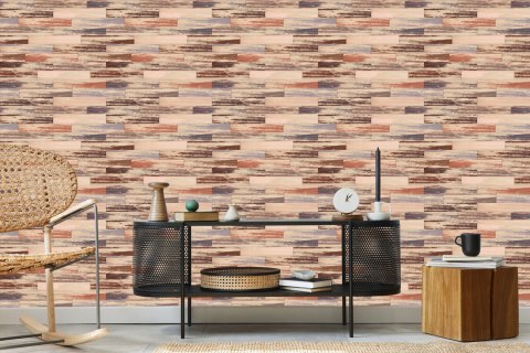 Tapeta Kolorowe Deski Drewniane W Stylu Retro