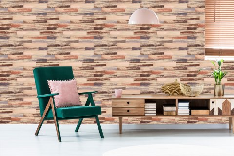 Tapeta Kolorowe Deski Drewniane W Stylu Retro