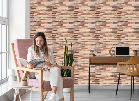 Tapeta Kolorowe Deski Drewniane W Stylu Retro