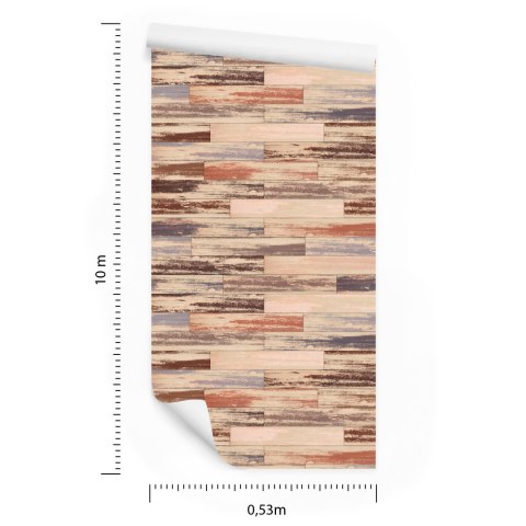 Tapeta Kolorowe Deski Drewniane W Stylu Retro