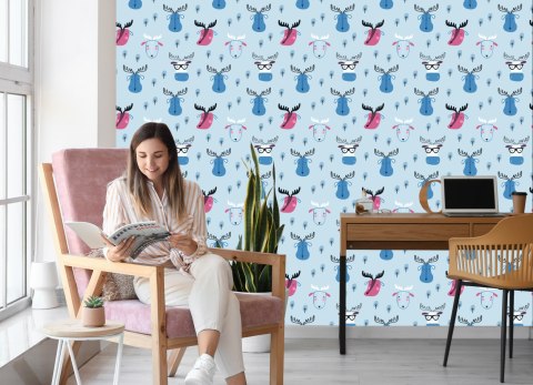 Tapeta Zwierzęta Leśne Styl Skandynawski