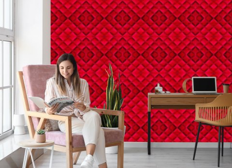 Tapeta Czerwona Pikowana Skóra