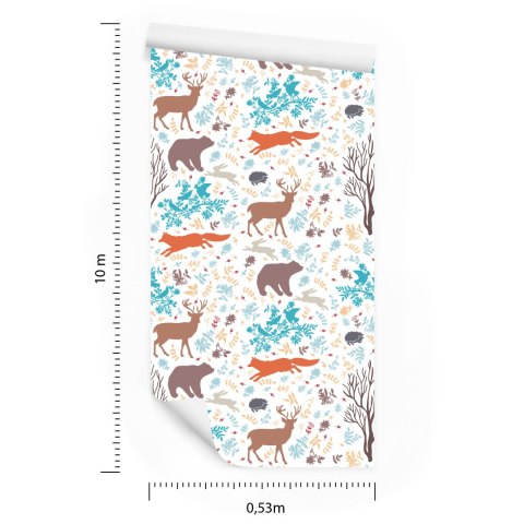 Tapeta Dla Dzieci - Kolorowe Leśne Zwierzęta