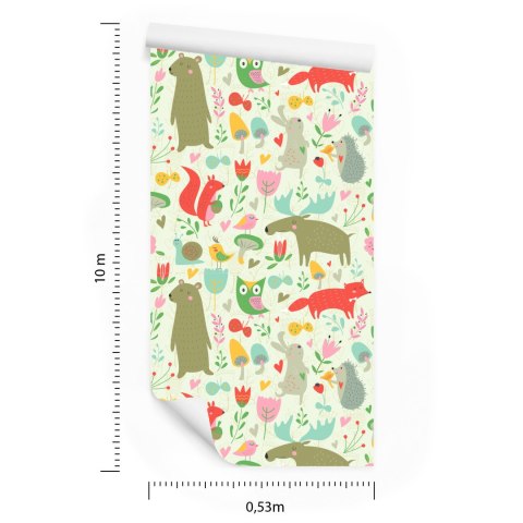 Tapeta Dla Dzieci - Leśne Zwierzątka I Roślinki