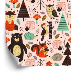 Tapeta Dla Dzieci - Leśne Zwierzątka W Stylu Skandynawskim