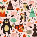 Tapeta Dla Dzieci - Leśne Zwierzątka W Stylu Skandynawskim