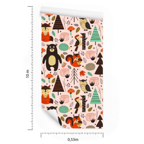 Tapeta Dla Dzieci - Leśne Zwierzątka W Stylu Skandynawskim