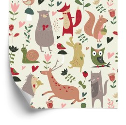 Tapeta Dla Dzieci - Leśne Zwierzęta I Serduszka