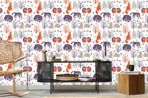 Tapeta Dla Dzieci - Leśne Zwierzęta