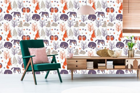 Tapeta Dla Dzieci - Leśne Zwierzęta