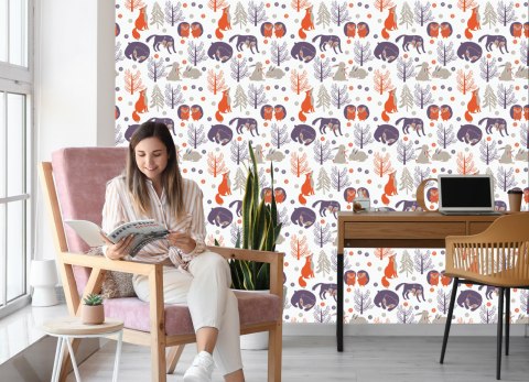 Tapeta Dla Dzieci - Leśne Zwierzęta