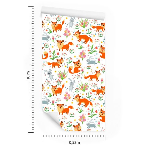 Tapeta Dla Dzieci - Lisy I Zajączki
