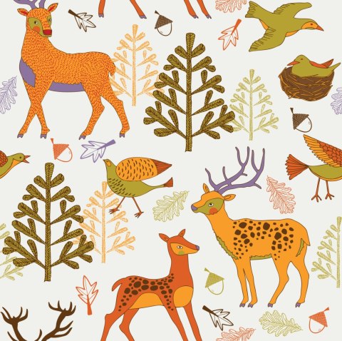 Tapeta Dla Dzieci - Piękne Leśne Zwierzęta