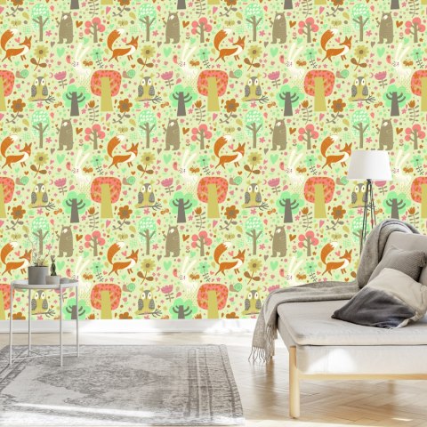 Tapeta Dla Dzieci - Radosne Leśne Zwierzęta