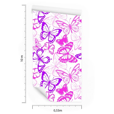 Tapeta Dla Dzieci - Różowe I Fioletowe Motyle