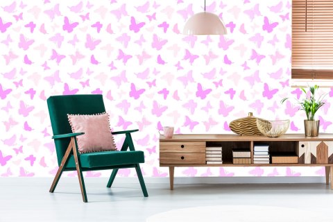 Tapeta Dla Dzieci - Różowe Motylki